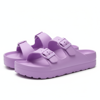 Women Lightweight Foam Slides Sandals With Adjustable Buckle