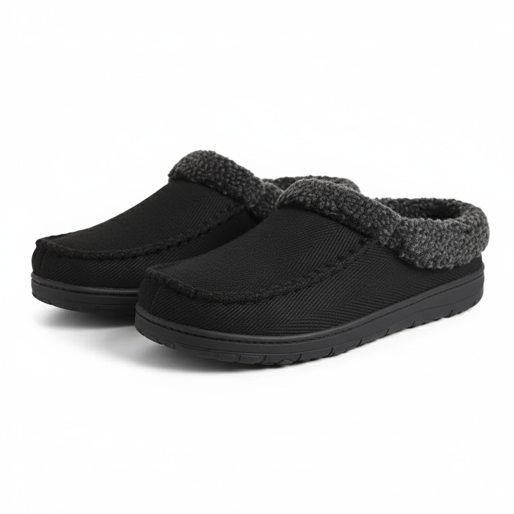 Indoor Slip On Slippers With Soft Lining And Classic Stitched Design