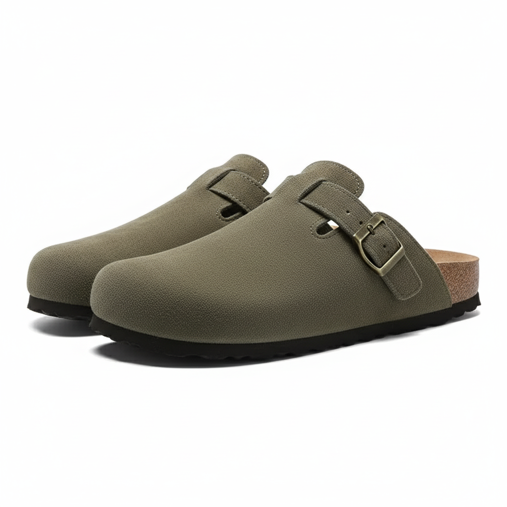 Women Clogs With Cork Pattern And Adjustable Buckle