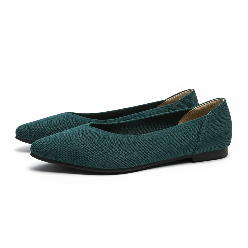Textured Knit Slip On Flats With Memory Foam Insole