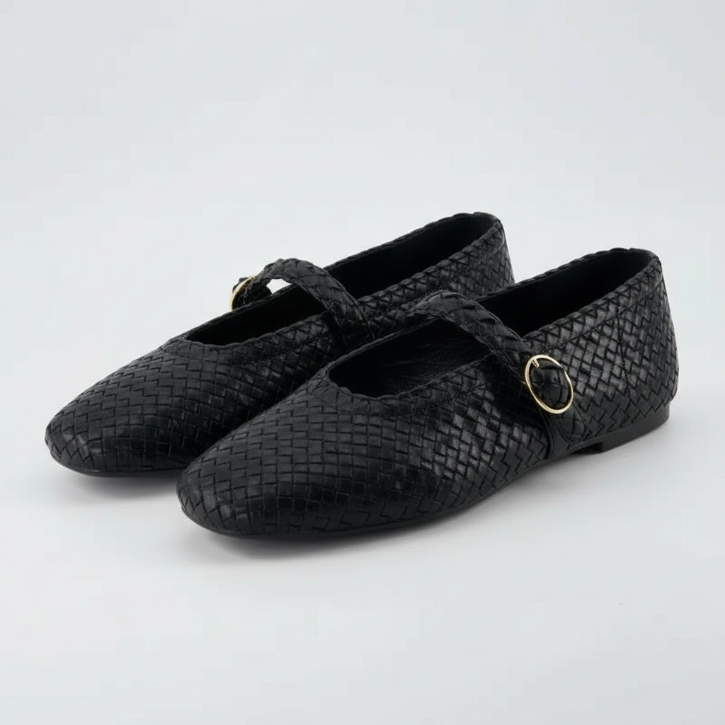 Woven Bistro Mary Jane Flat Shoes