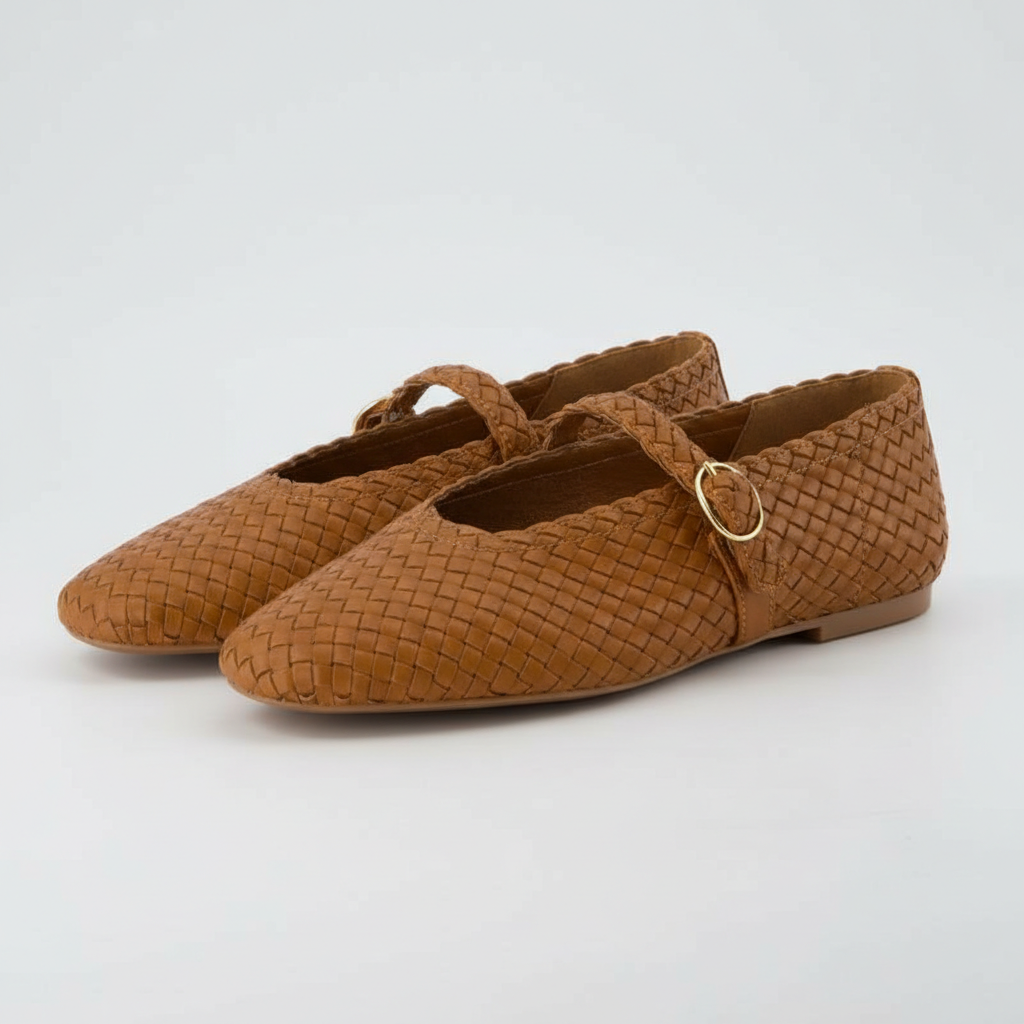Woven Bistro Mary Jane Flat Shoes