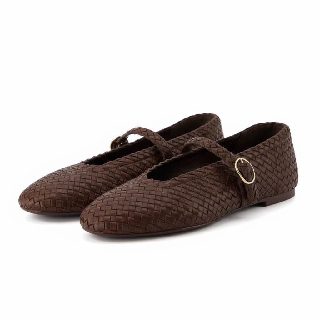 Woven Bistro Mary Jane Flat Shoes