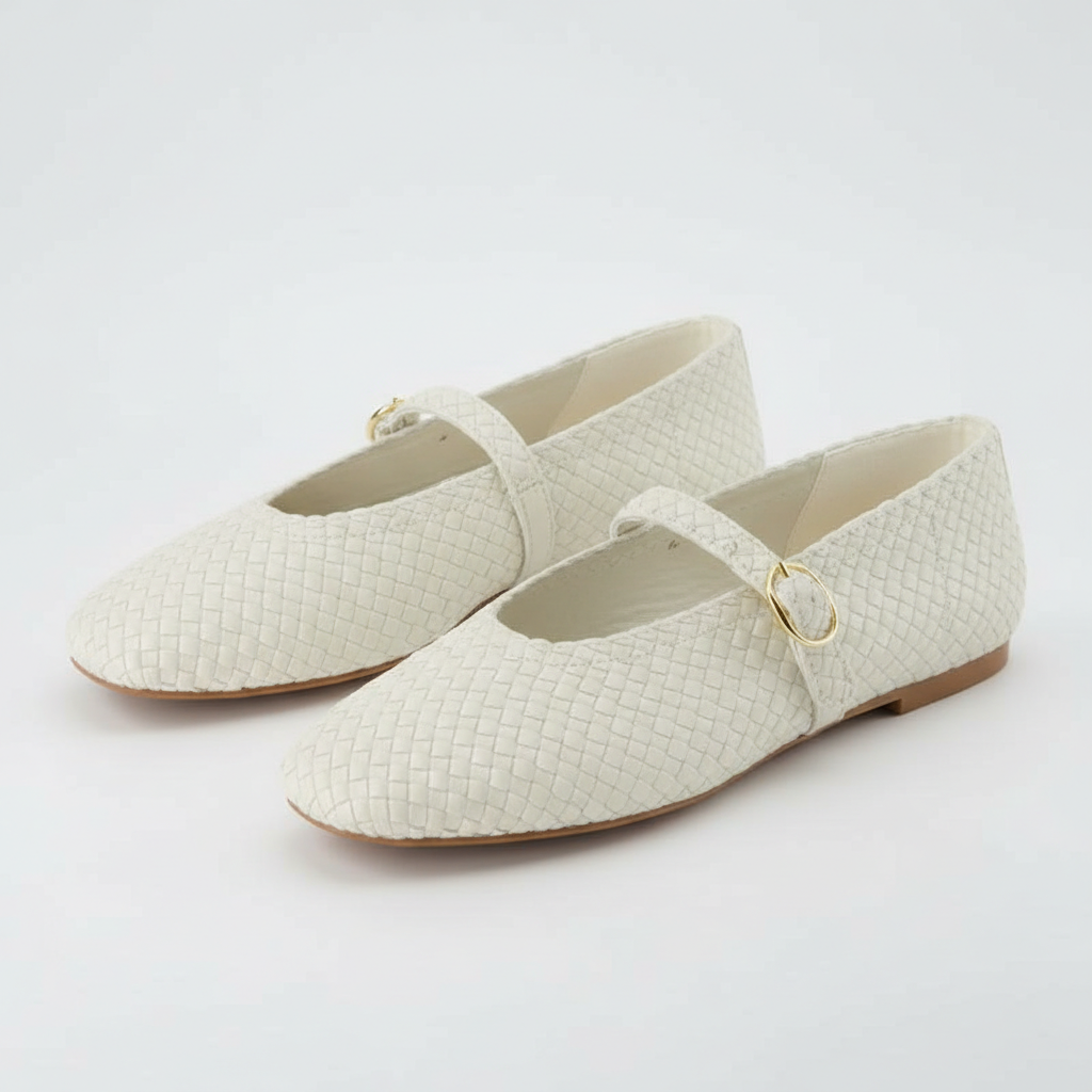 Woven Bistro Mary Jane Flat Shoes