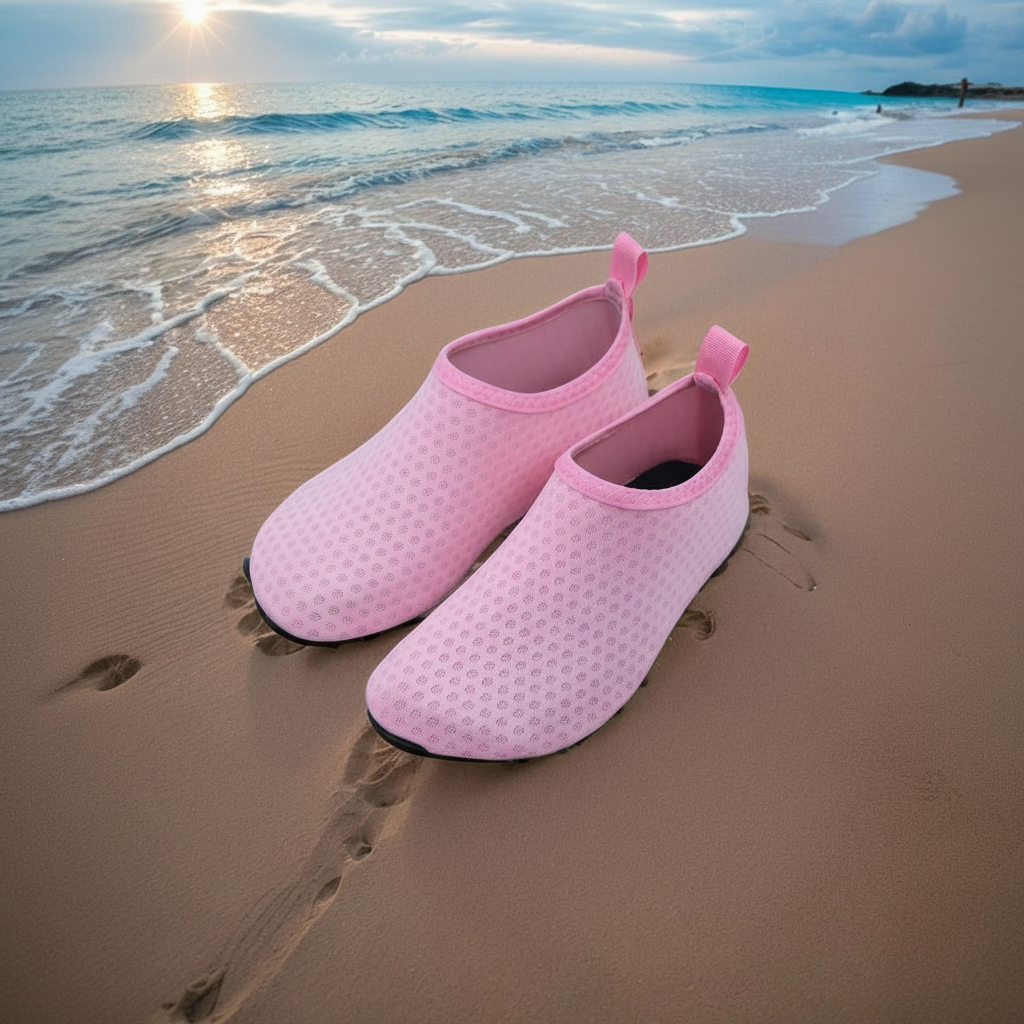 Quick Dry Slip On Aqua Shoes For Swimming And Water Activities in Black - Left Side