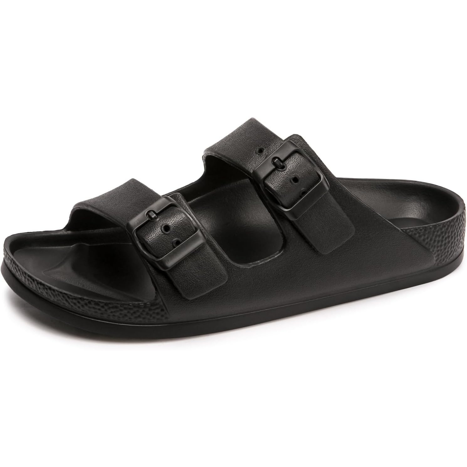 Arch Support Foam Slip On Flat Beach Comfort Slides Sandals with Adjustable Buckle for Women