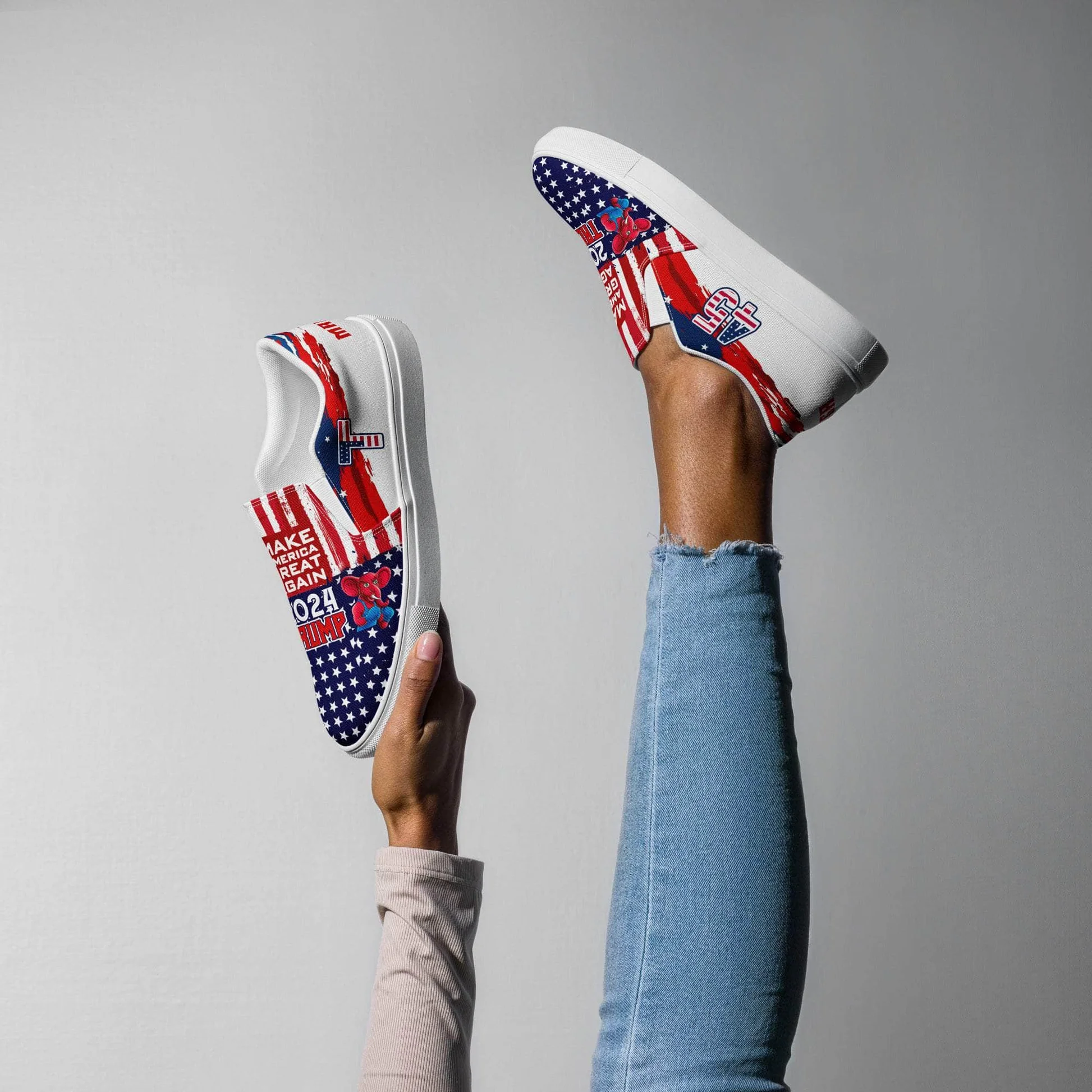 Patriotic Canvas Slip On Shoes For Women