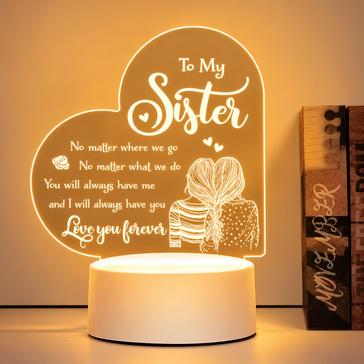 Personalized Sister Night Light With USB Cable