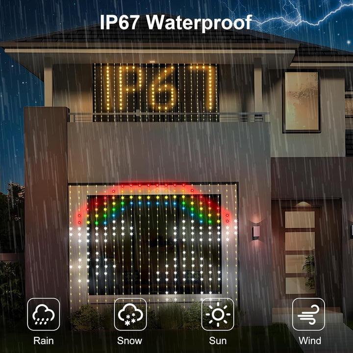 Smart LED Curtain Lights With Music Synchronization - Solar Flame Torch