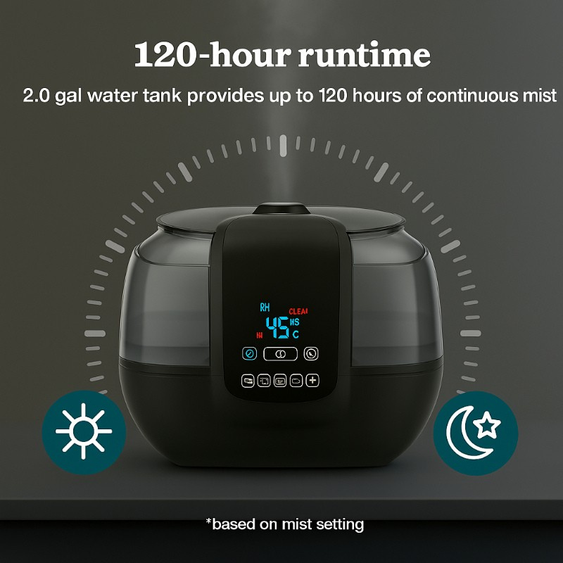 2 Gallon Tabletop Dual Mist Electronic Humidifier-Humiii