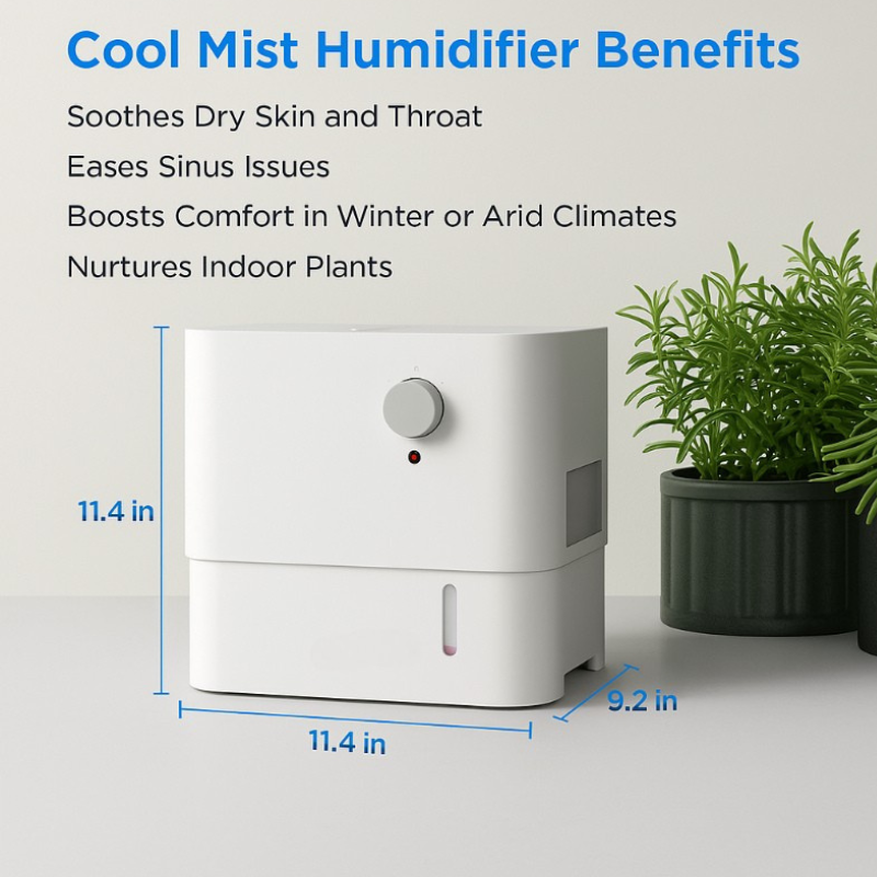 1 Gallon Cool Mist Humidifier With Top Fill Essential Oil Compartment-Humiii
