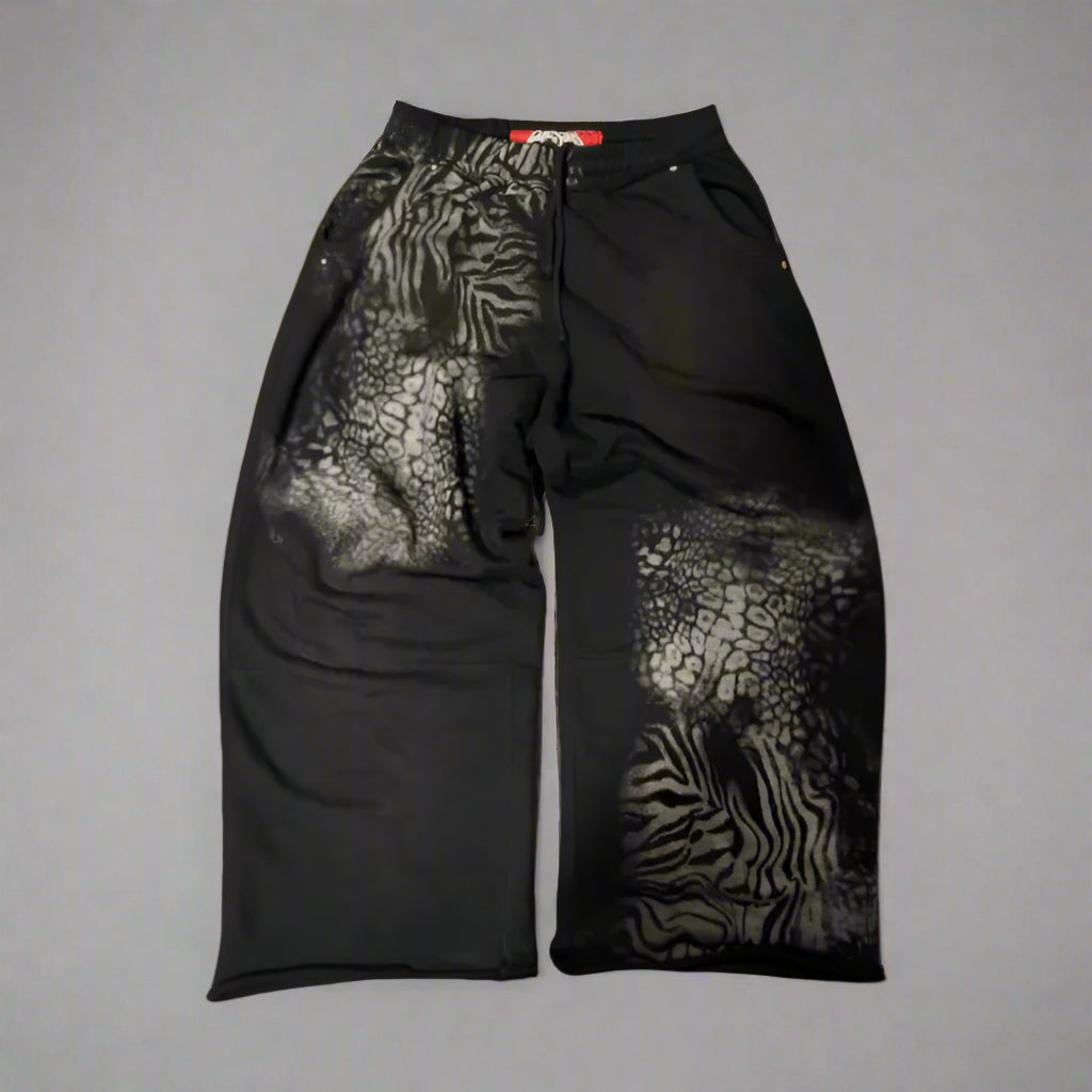 Cheetah Print Heavyweight Loose Fit Sweatpants-Book Shelf Game