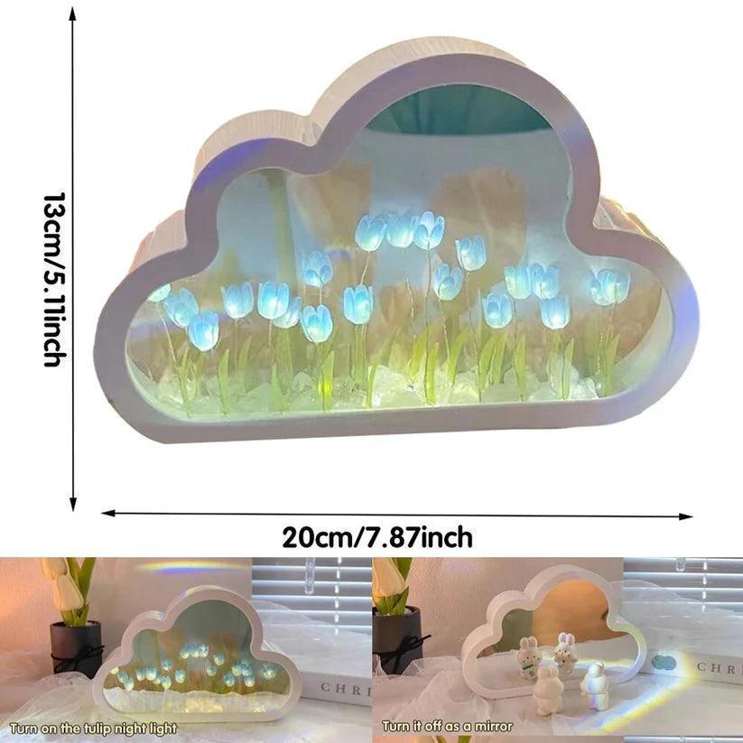 Tulip Cloud Mirror Bedroom Sleeping Table Lamp - Solar Flame Torch