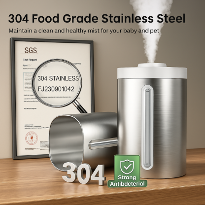 Stainless Steel Cool Mist Humidifier With Dishwasher Safe Cleaning-Humiii