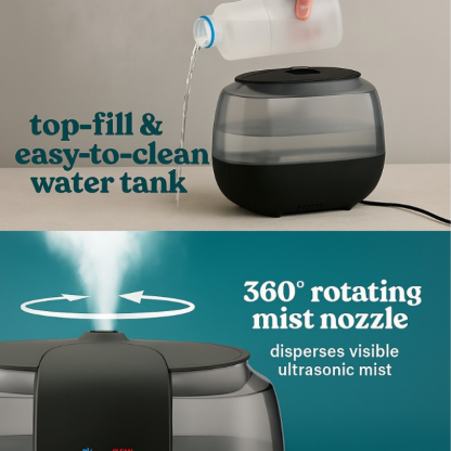 2 Gallon Tabletop Dual Mist Electronic Humidifier-Humiii