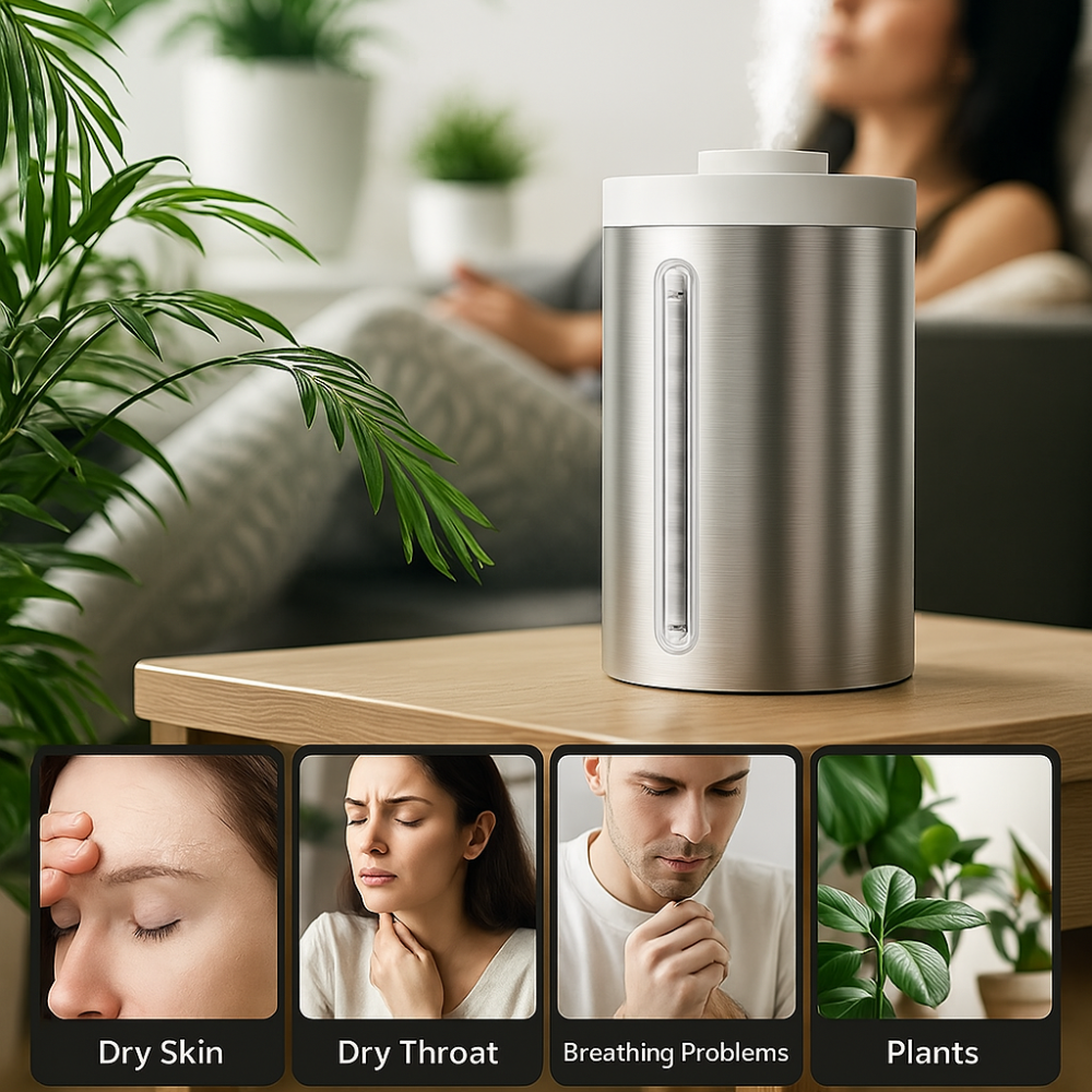Stainless Steel Cool Mist Humidifier With Dishwasher Safe Cleaning-Humiii