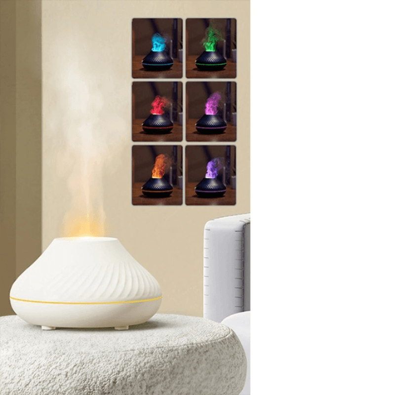 Volcanic Aroma Diffuser With Color Flame Night Light-Humiii