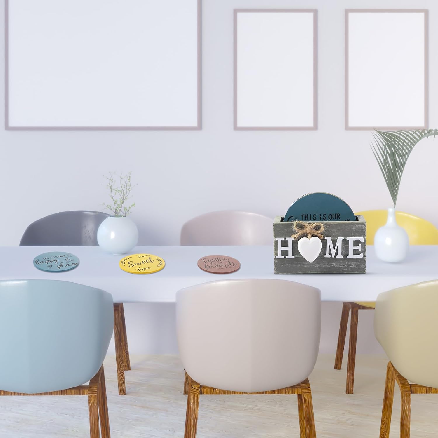 Pack Of 6 Housewarming Farmhouse Coasters Set