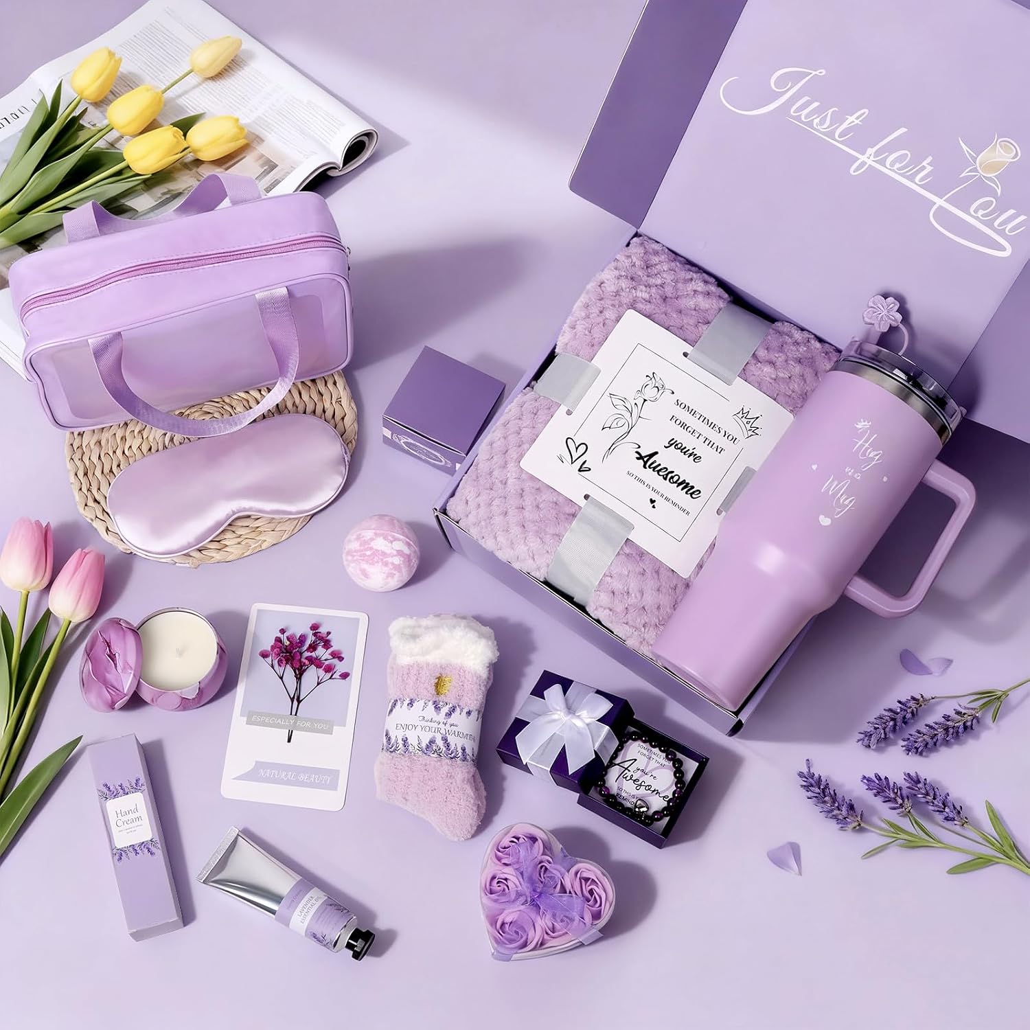 Self Care Spa Gift Basket with Cozy Blanket