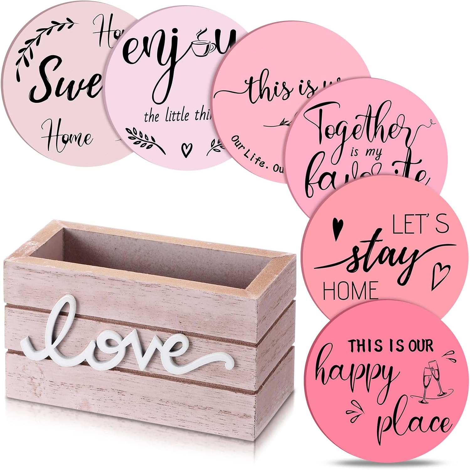 Pack Of 6 Housewarming Farmhouse Coasters Set