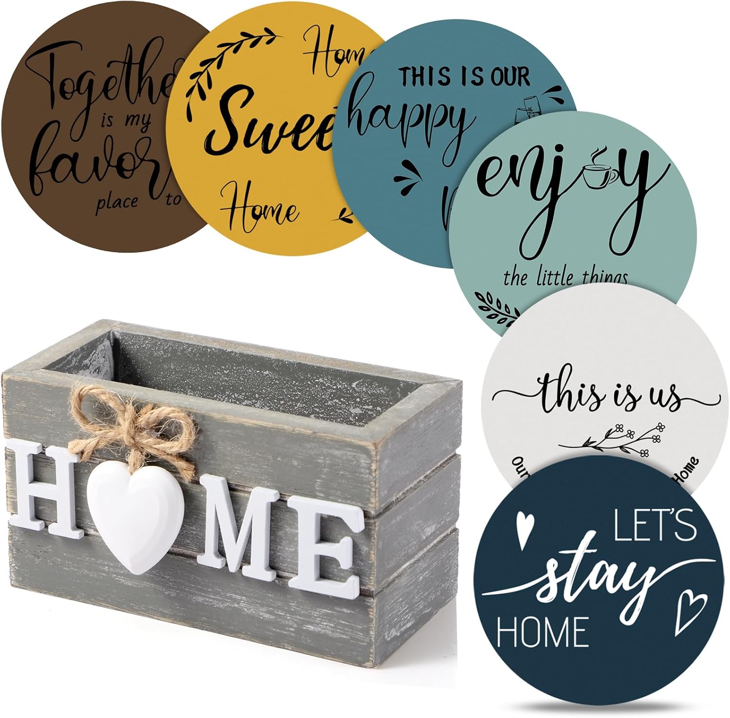 Pack Of 6 Housewarming Farmhouse Coasters Set