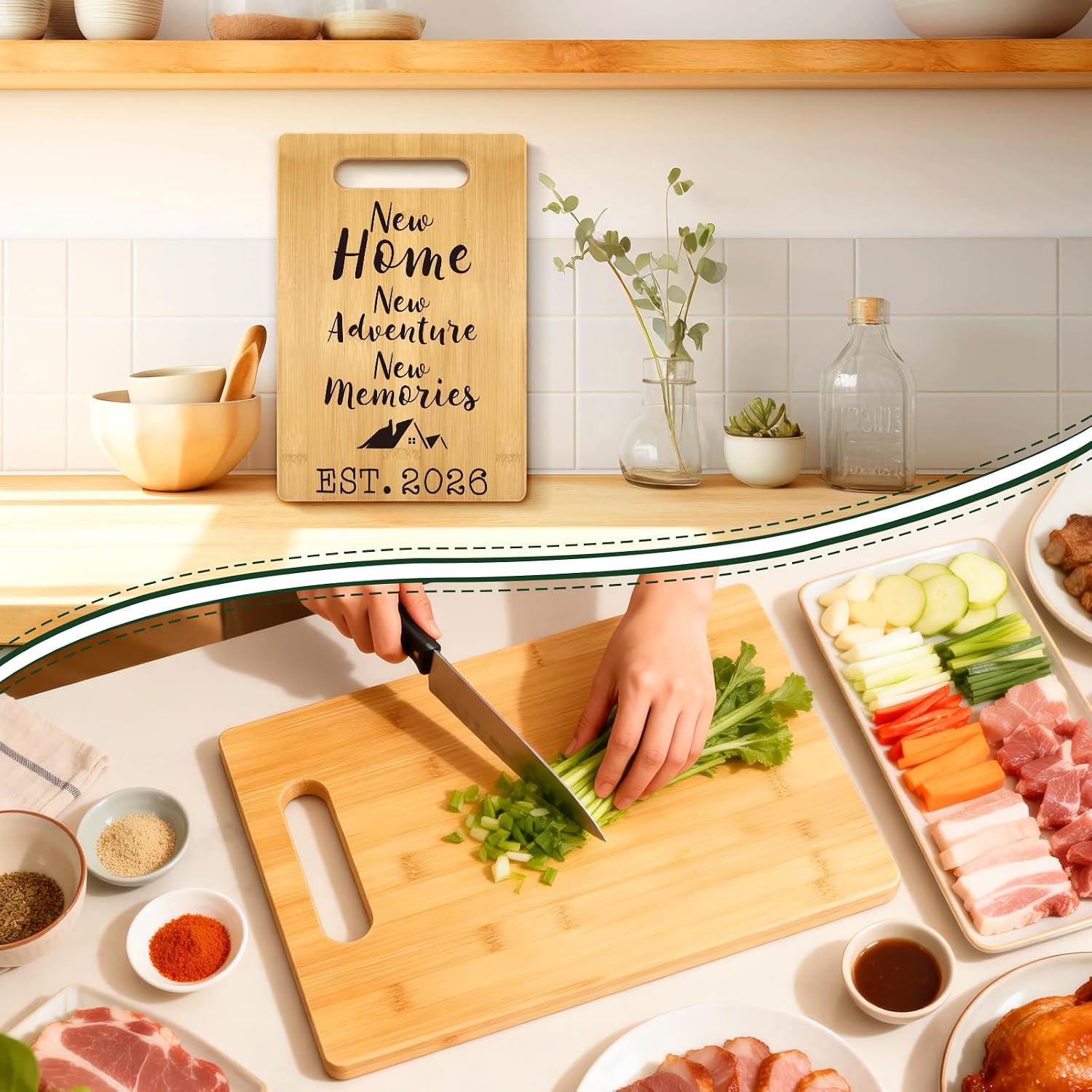 Housewarming Cutting Board Gift for New Home and Apartment