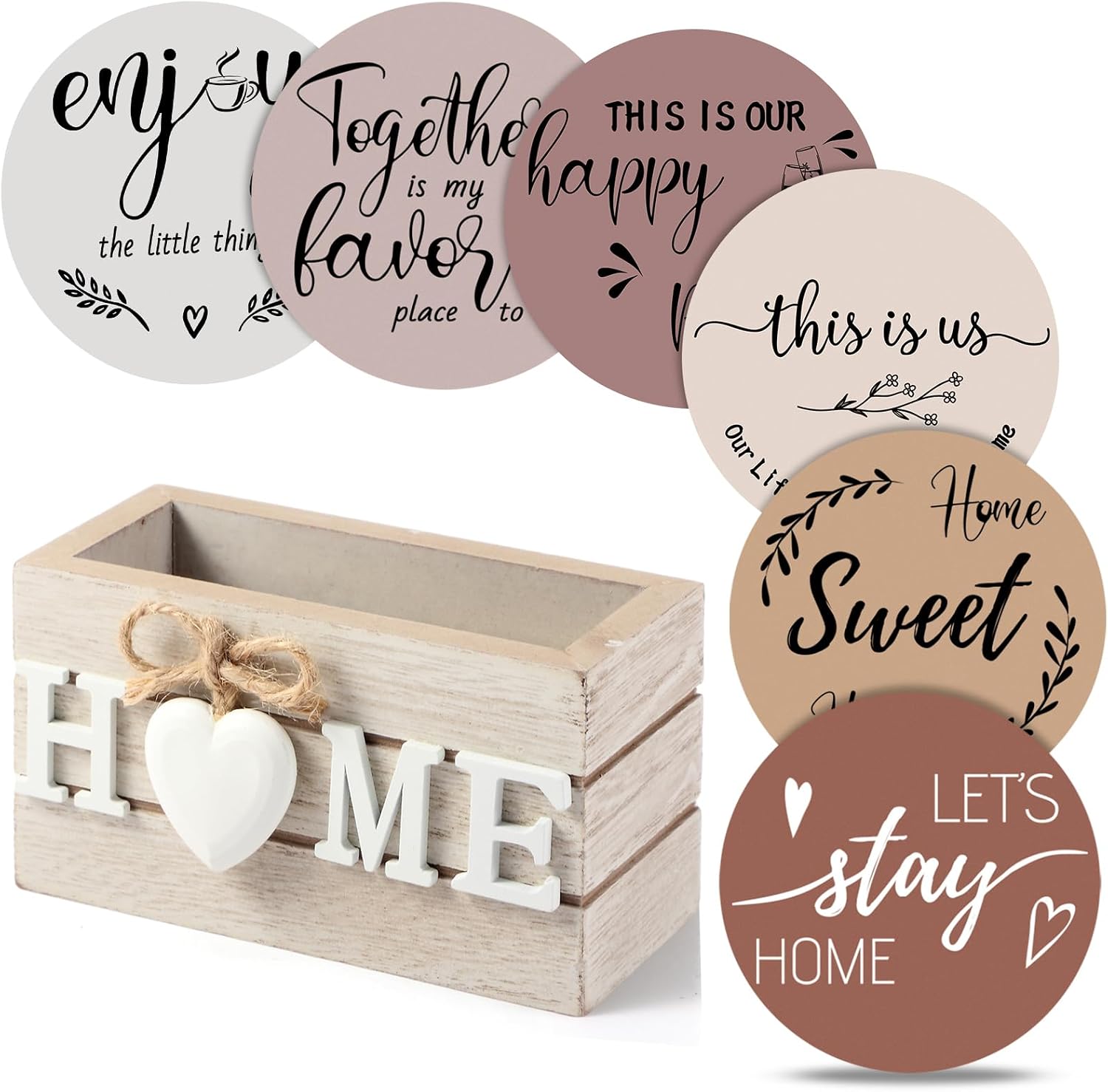 Pack Of 6 Housewarming Farmhouse Coasters Set