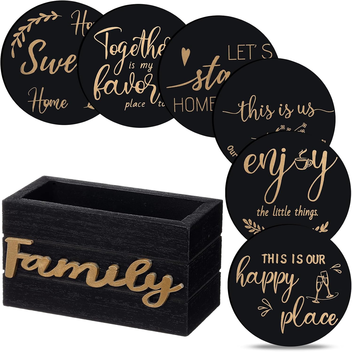 Pack Of 6 Housewarming Farmhouse Coasters Set