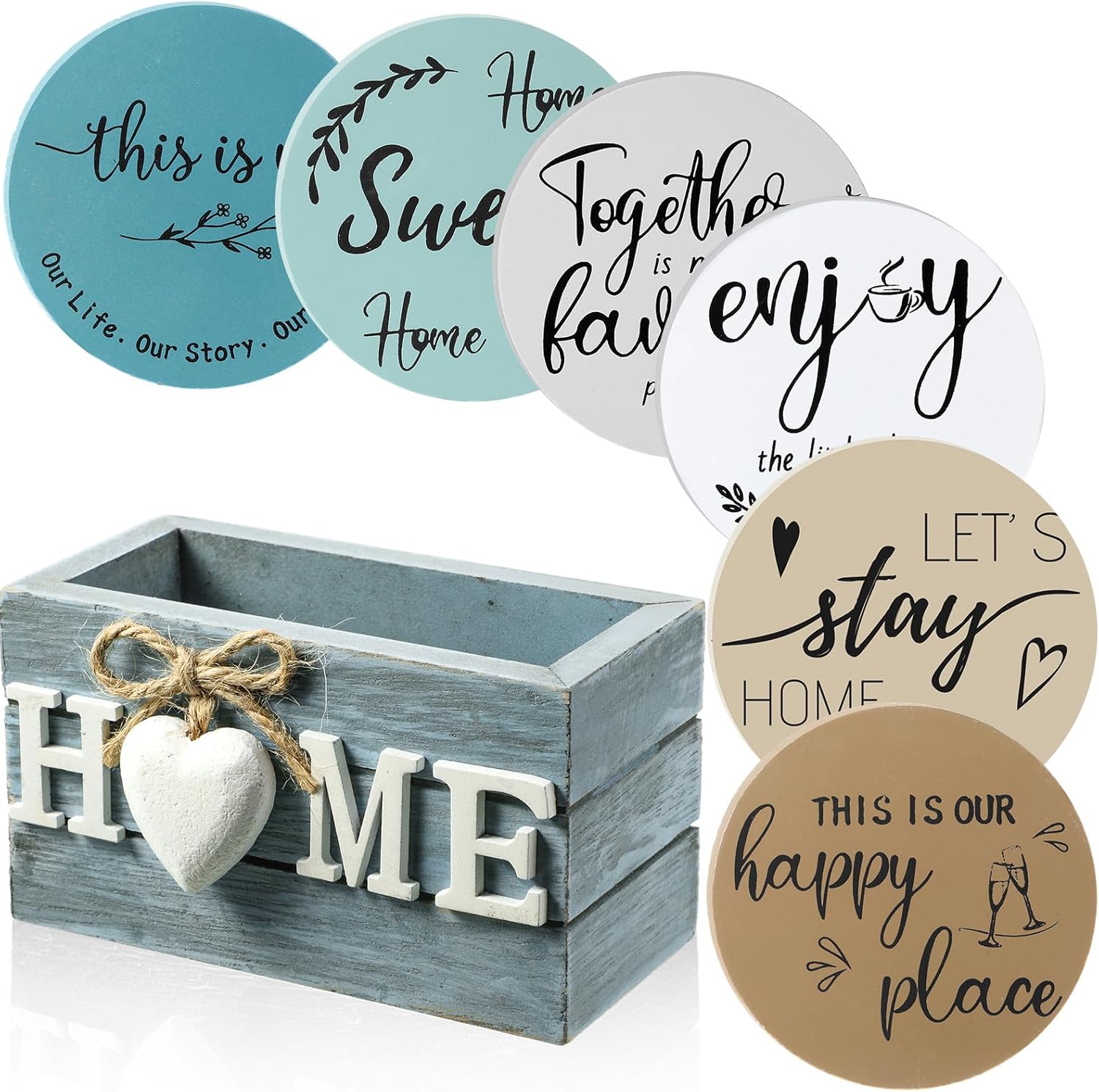 Pack Of 6 Housewarming Farmhouse Coasters Set