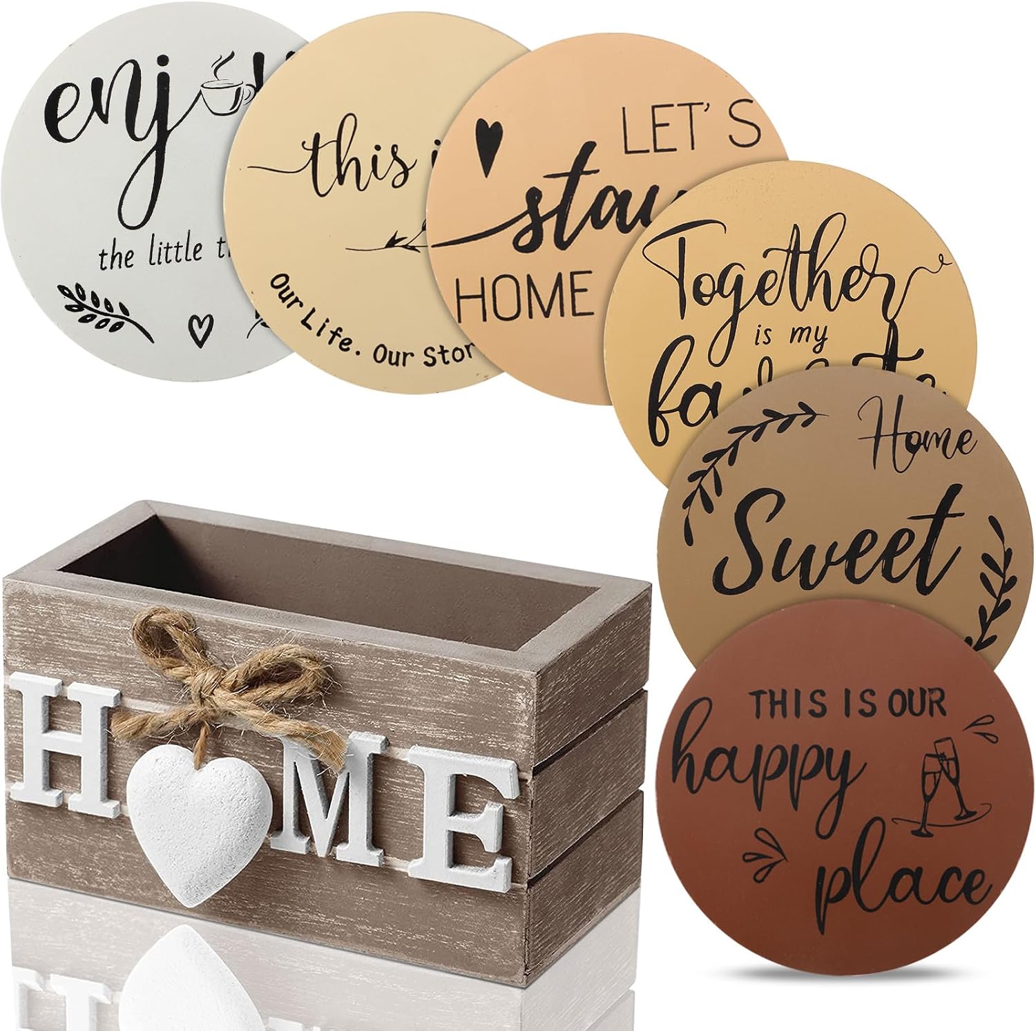 Pack Of 6 Housewarming Farmhouse Coasters Set