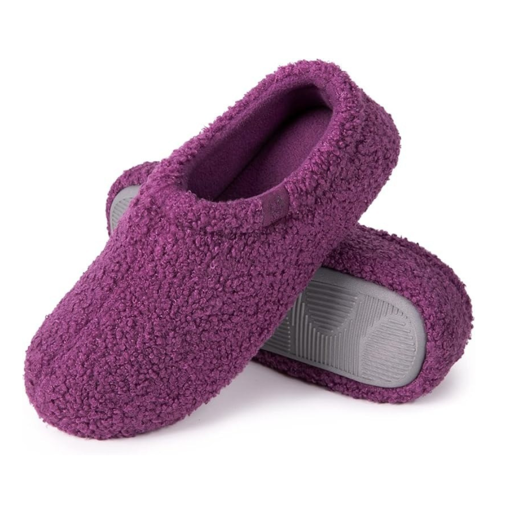 Women Memory Foam Loafer Slippers With Fuzzy Curly Fur And Cozy Fleece Lining