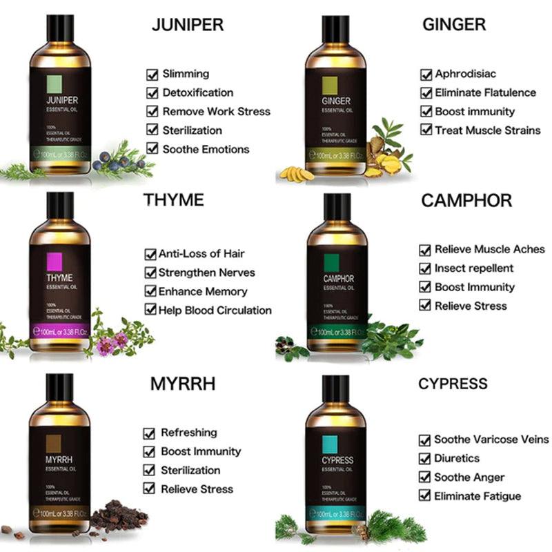 100ml Pure Natural Essential Oils for Aromatherapy And Diffusers-Humiii
