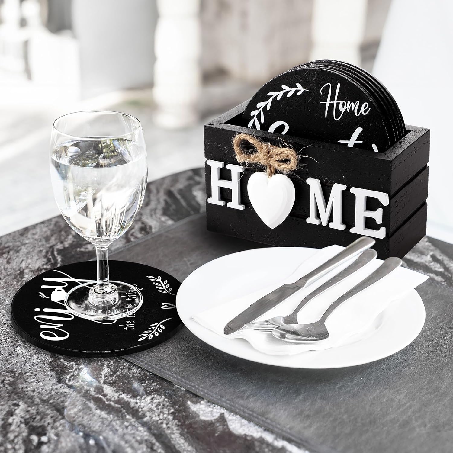 Pack Of 6 Housewarming Farmhouse Coasters Set