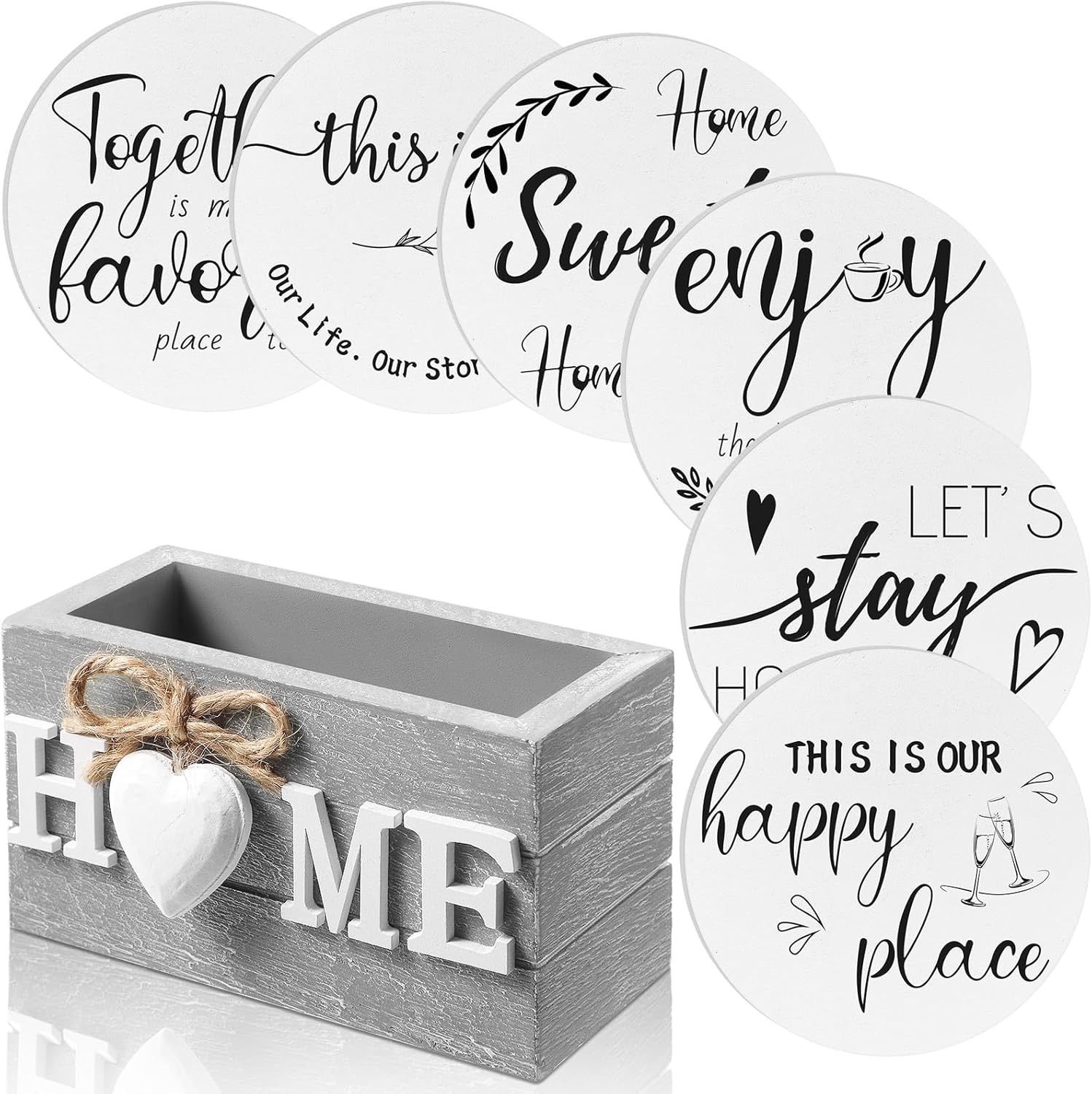 Pack Of 6 Housewarming Farmhouse Coasters Set