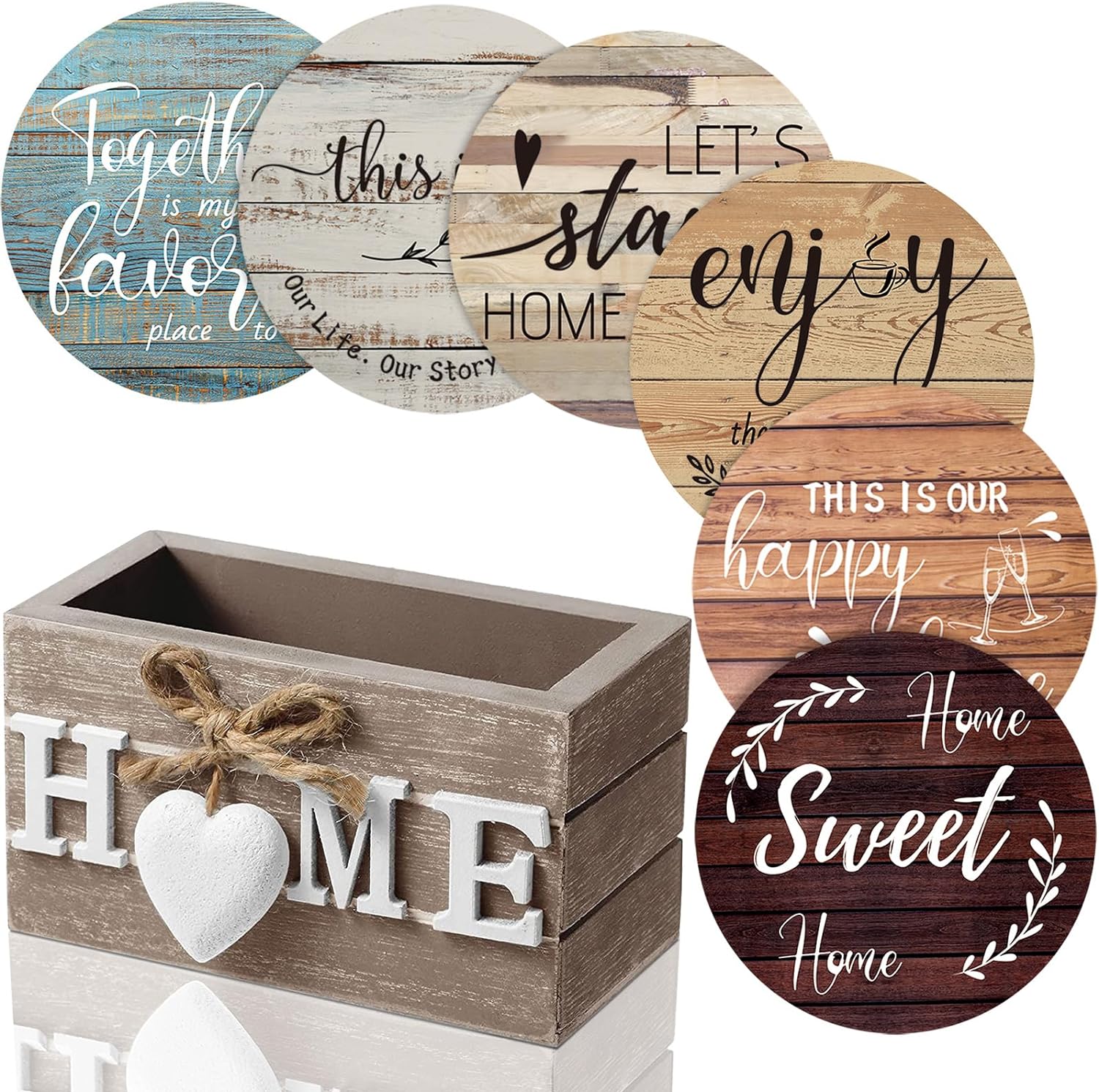 Pack Of 6 Housewarming Farmhouse Coasters Set