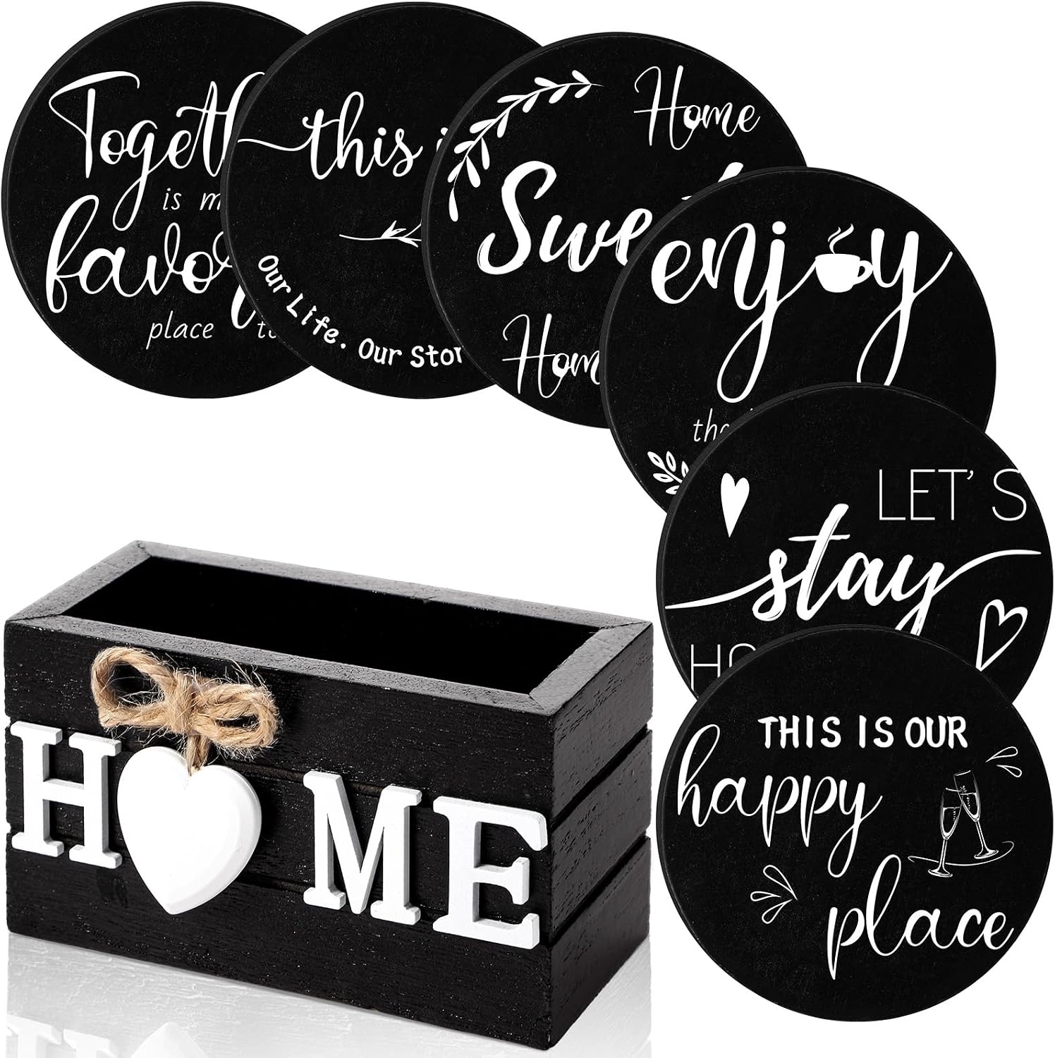 Pack Of 6 Housewarming Farmhouse Coasters Set