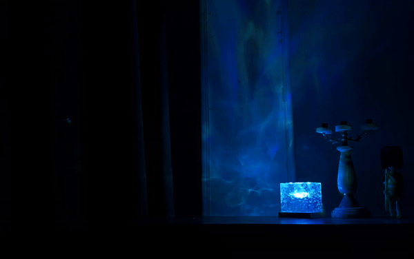 Rotating Water Ripple Night Light Aura Lamp - Solar Flame Torch