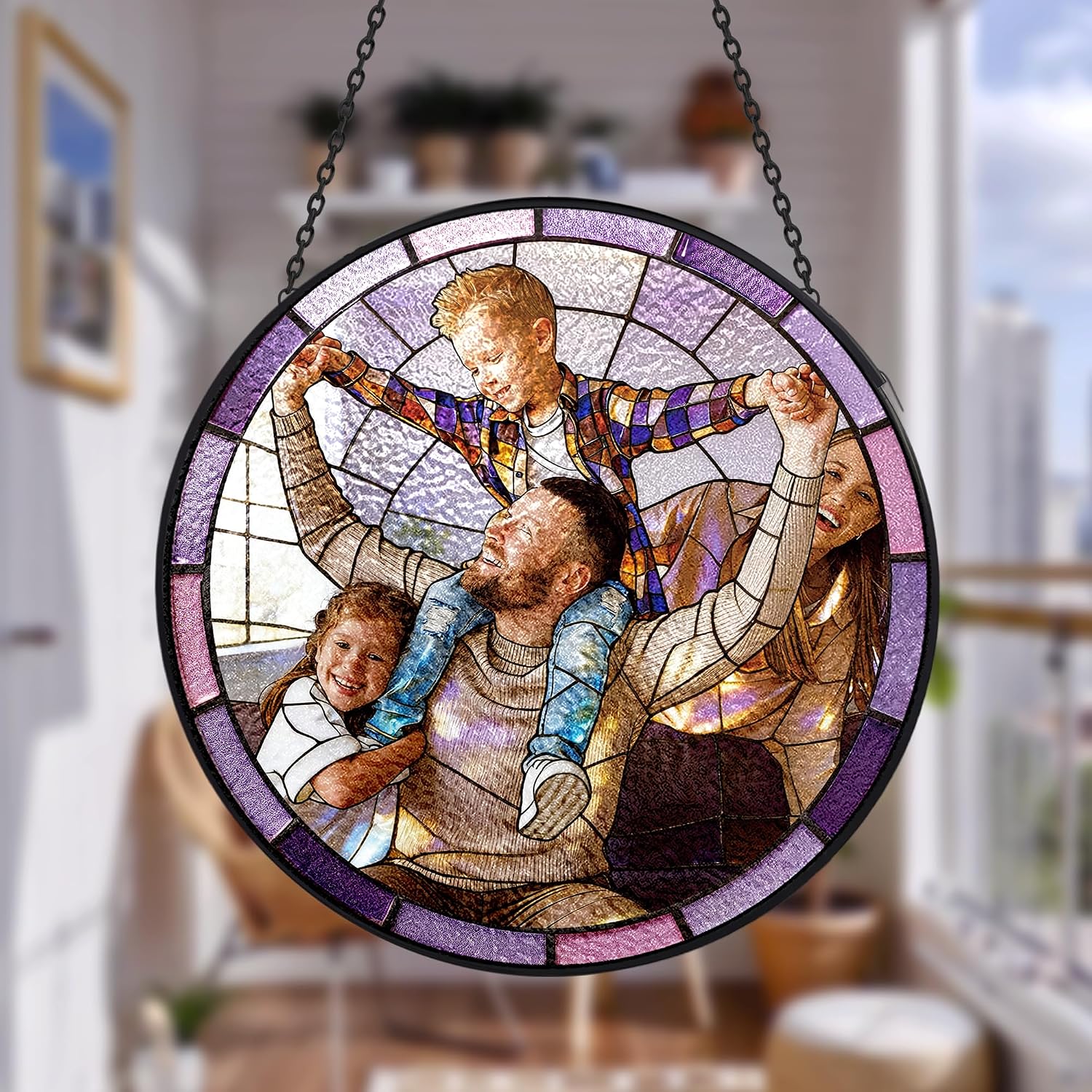 Personalized Photo Stained Glass Suncatcher Gift