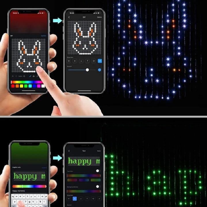 Smart LED Curtain Lights With Music Synchronization - Solar Flame Torch
