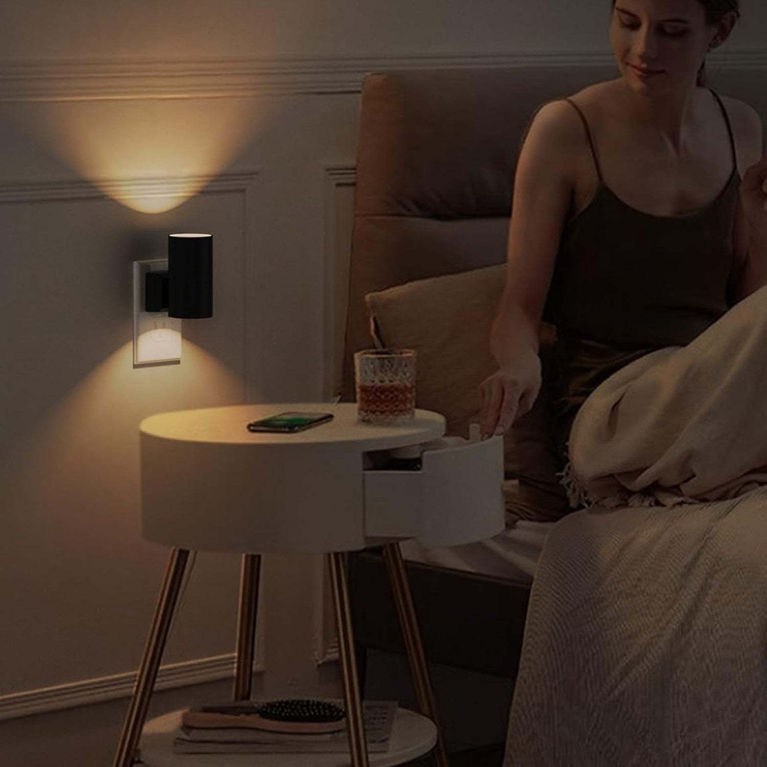 Amber Plug In Nightlights Dimmable Sensor Light-Humiii