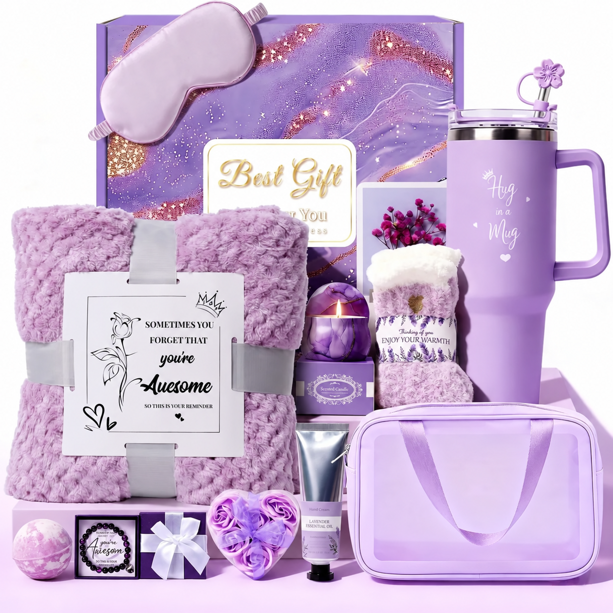Self Care Spa Gift Basket with Cozy Blanket