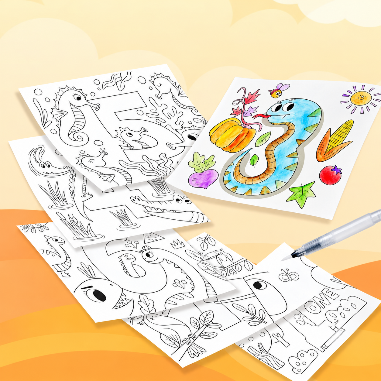 Paint With Water Coloring Book Set For Kids
