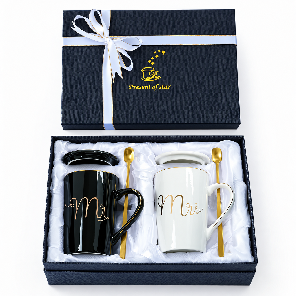 Mr and Mrs Ceramic Marble Coffee Mug Gift Set for Couples