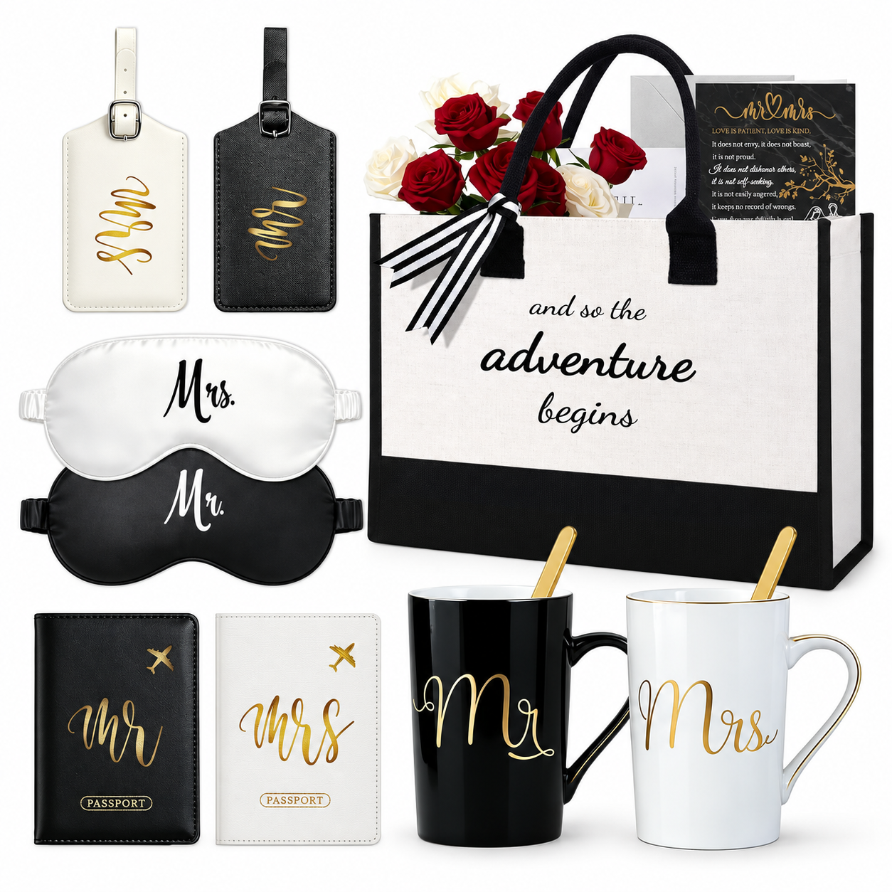Mr and Mrs Ceramic Marble Coffee Mug Gift Set for Couples