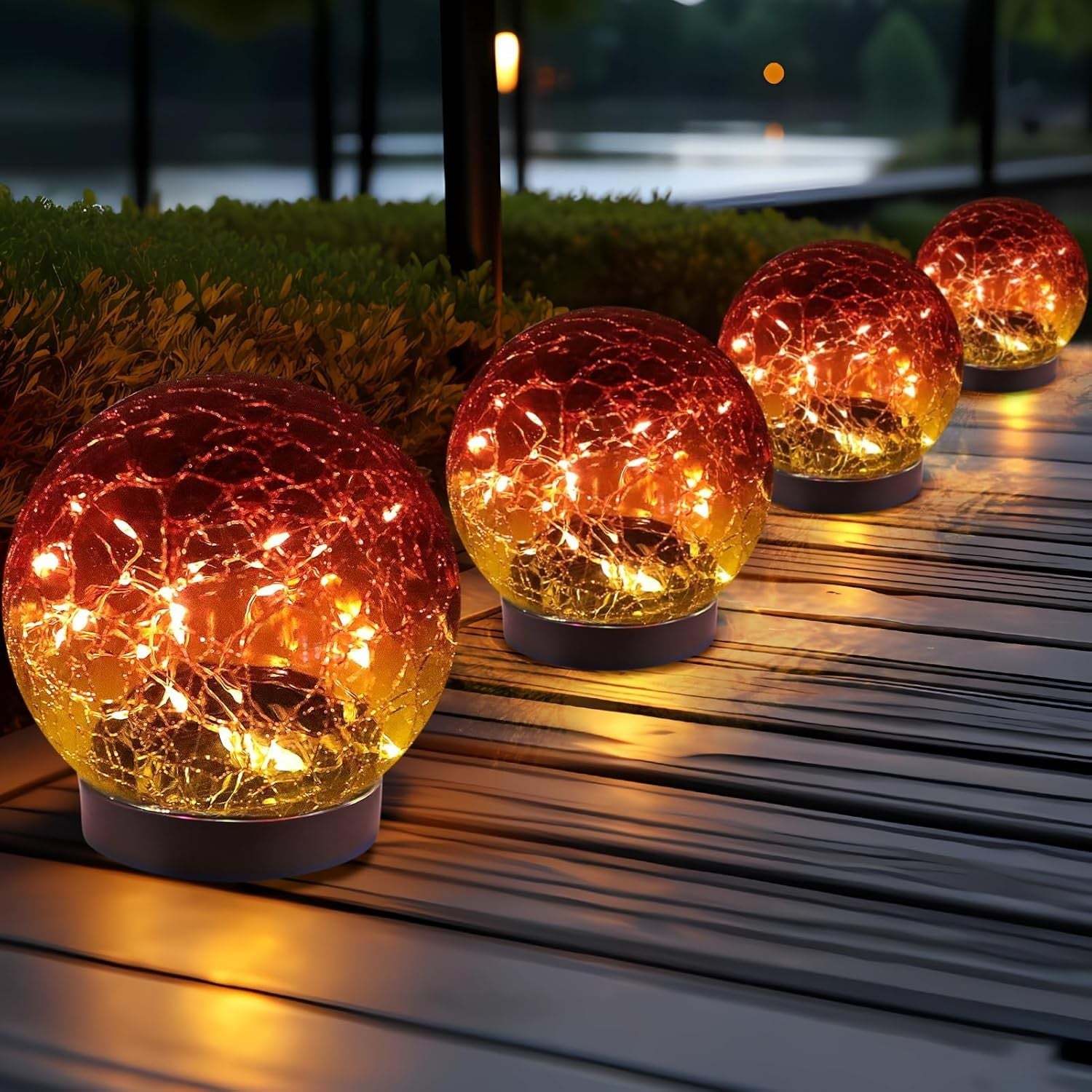 Cracked Glass Solar Globes Decorative Outdoor Path Lights-Humiii