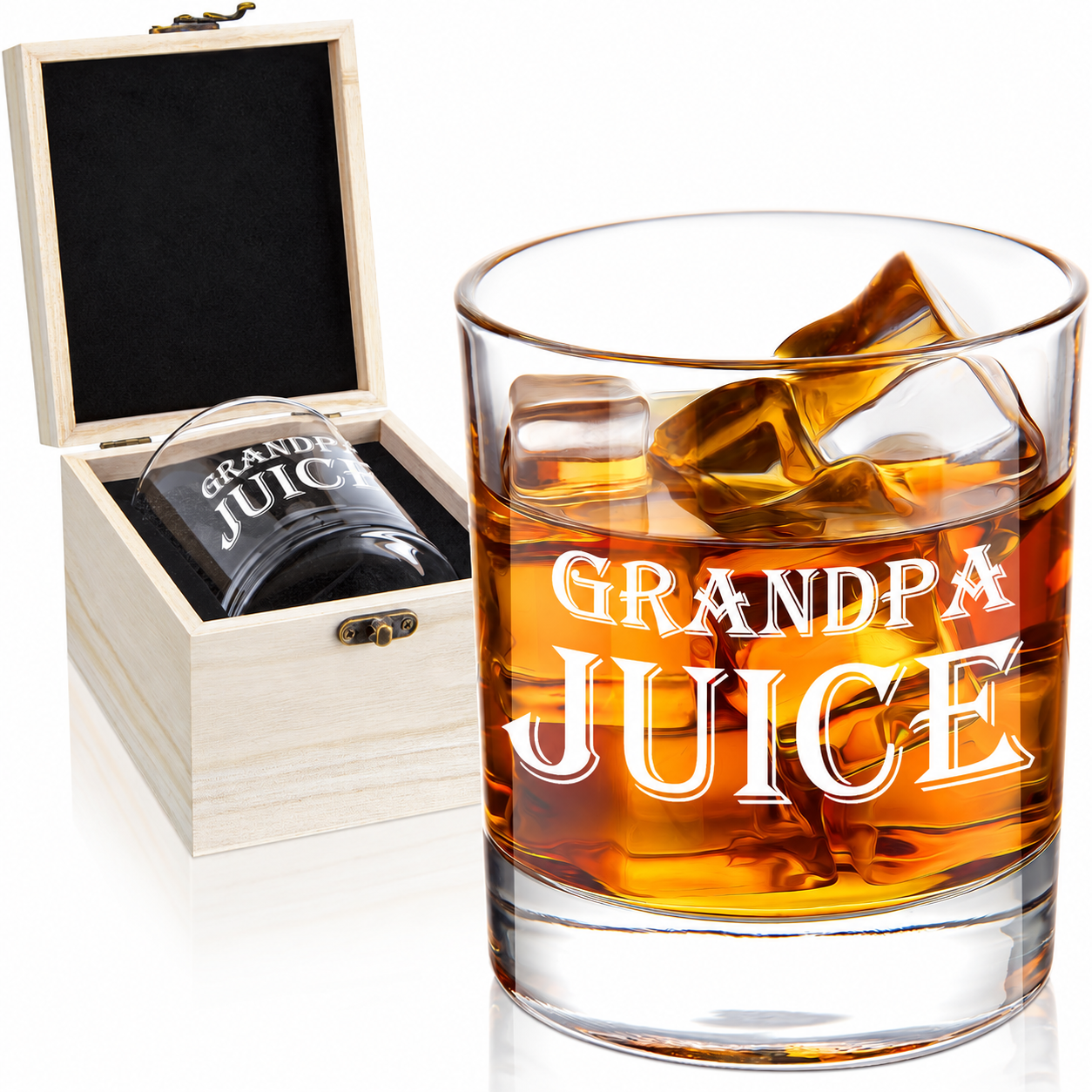 12Oz Whiskey Glass Gift With Wooden Box