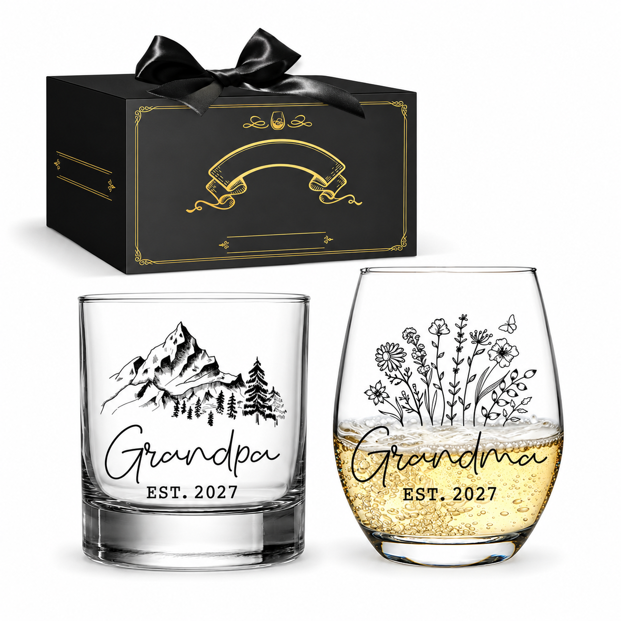 15oz Grandparents Wine Glass Set