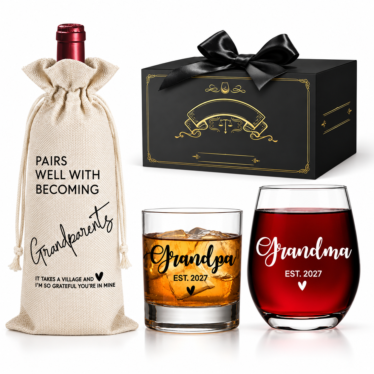 15oz Grandparents Wine Glass Set