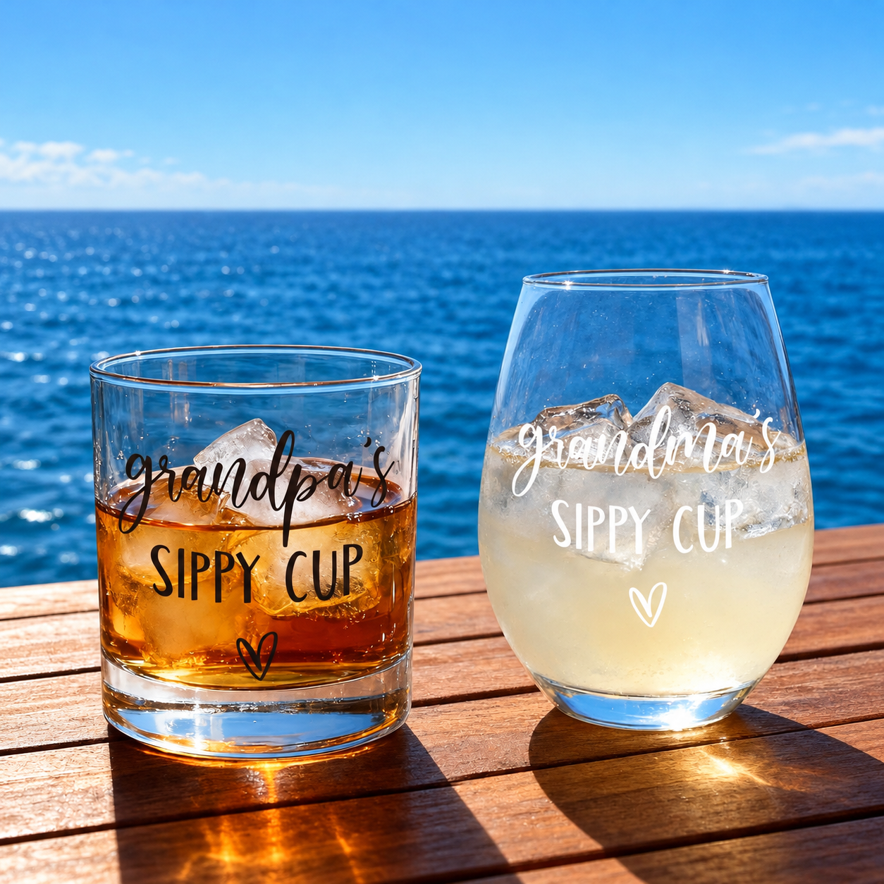 15 Oz Grandparents Sippy Cup Glass Set