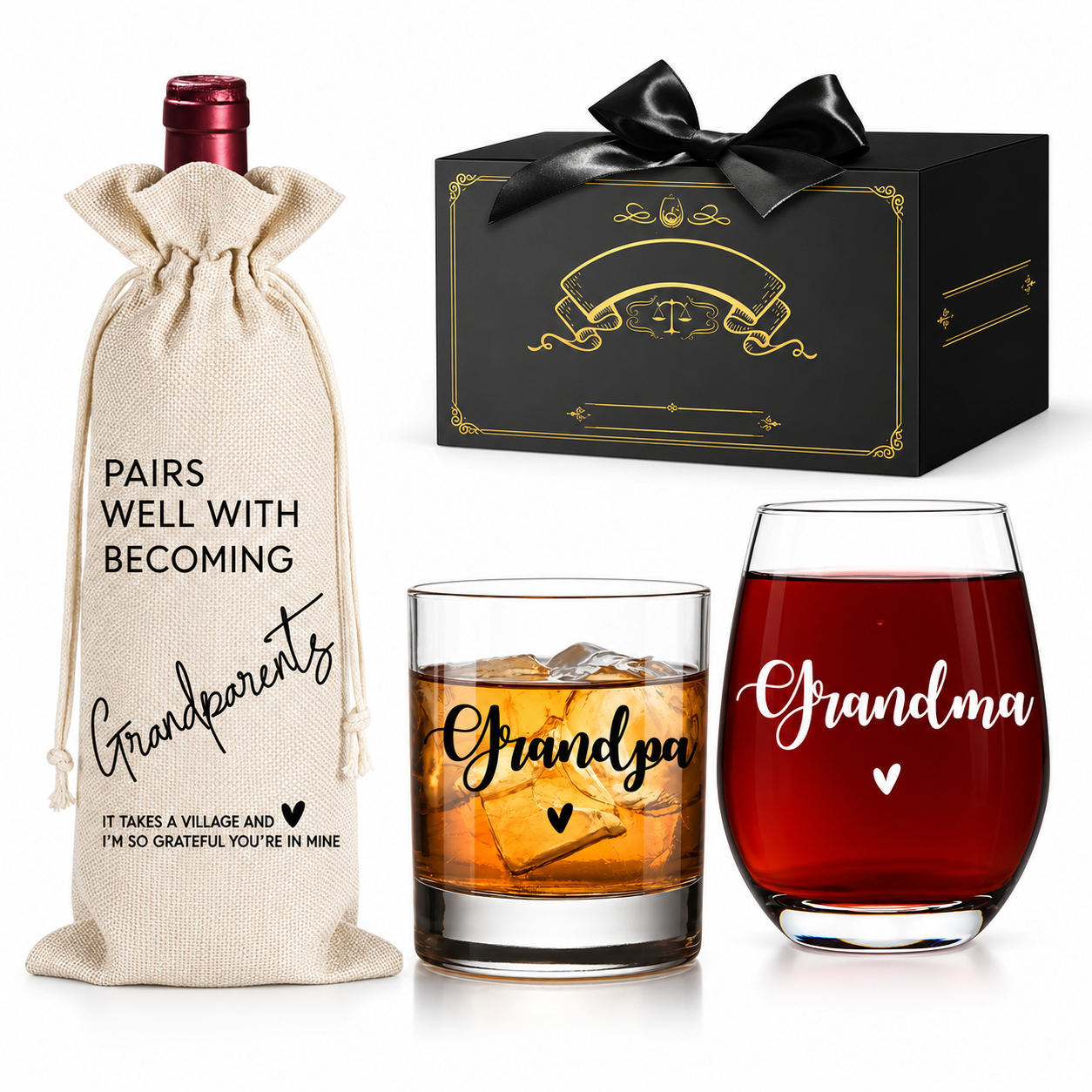 15oz Grandparents Wine Glass Set